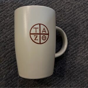 Starbucks TAZO Logo Ceramic Mug in Matte Cream with Brown Emblem